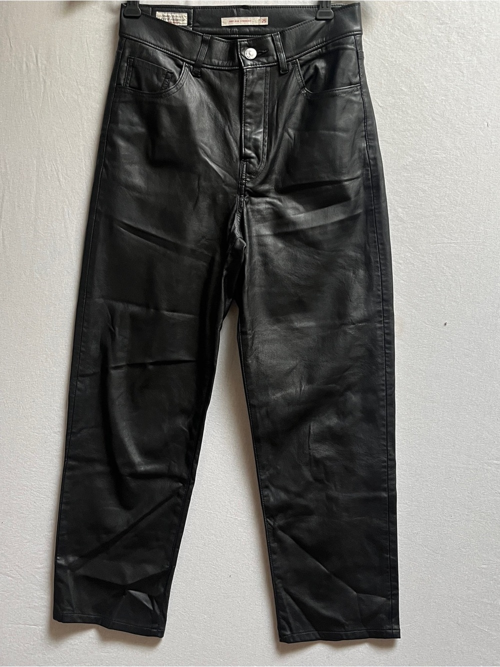 Levi's Ribcage Straight High Rise Faux Leather Pants Black Size 25